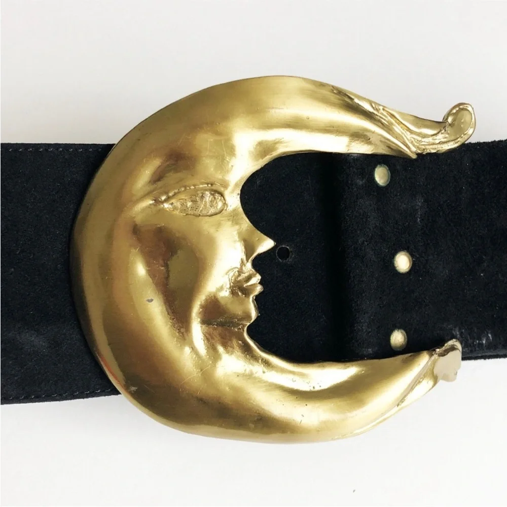 Black Belt with Gold Moon Buckle - Picture 7 of 8
